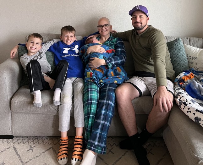LEFT TO RIGHT: PERRY MOHWINKLE, 8, BECKETT MOHWINKLE, 13, DANIKA HILMER, 34, BENJAMIN MOHWINKLE, 39, AND BANKS MOHWINKLE, 2