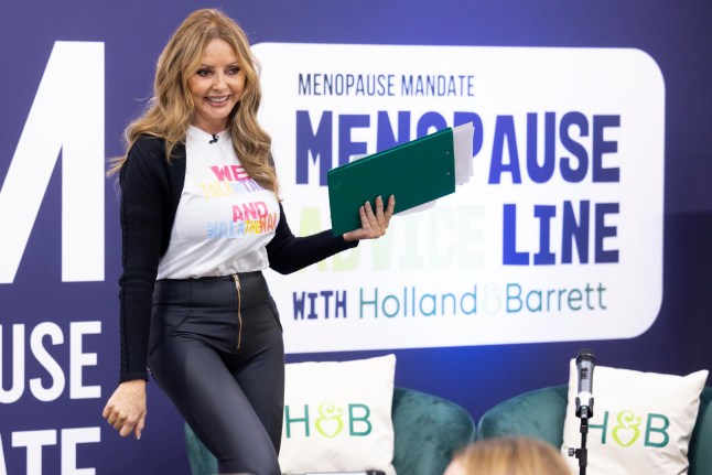 EDITORIAL USE ONLY Carol Vorderman, joins campaign supporters outside Holland & Barrett Marble Arch, London, to announce the results of Menopause Mandate???s survey sponsored by QVC and conducted for Menopause Awareness Month this October, revealing the mental health impact of menopause and urging its inclusion in the NHS 40+ Health Check. Picture date: Monday October 13, 2025. PA Photo. The health and wellness retailer has announced a 12-month extension of its menopause helpline and is partnering with Menopause Mandate to offer 15-minute appointments, giving members of the public the chance to discuss their hormone cycle and symptoms, bookable at their website. Photo credit should read: David Parry/PA Media Assignments