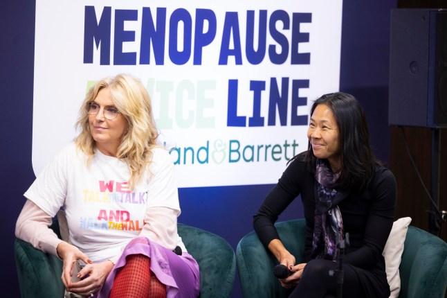 EDITORIAL USE ONLY Penny Lancaster and Lina Chan, Holland & Barrett???s Director of Women???s Health, join campaign supporters outside Holland & Barrett Marble Arch, London, to announce the results of Menopause Mandate???s survey sponsored by QVC and conducted for Menopause Awareness Month this October, revealing the mental health impact of menopause and urging its inclusion in the NHS 40+ Health Check. Picture date: Monday October 13, 2025. PA Photo. The health and wellness retailer has announced a 12-month extension of its menopause helpline and is partnering with Menopause Mandate to offer 15-minute appointments, giving members of the public the chance to discuss their hormone cycle and symptoms, bookable at their website. Photo credit should read: David Parry/PA Media Assignments