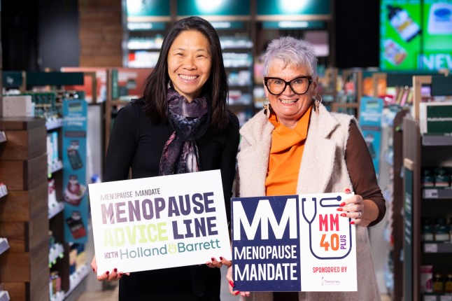 EDITORIAL USE ONLY (From left to right) Lina Chan, Holland & Barrett???s Director of Women???s Health and Carolyn Harris MP, join campaign supporters outside Holland & Barrett Marble Arch, London, to announce the results of Menopause Mandate???s survey sponsored by QVC and conducted for Menopause Awareness Month this October, revealing the mental health impact of menopause and urging its inclusion in the NHS 40+ Health Check. Picture date: Monday October 13, 2025. PA Photo. The health and wellness retailer has announced a 12-month extension of its menopause helpline and is partnering with Menopause Mandate to offer 15-minute appointments, giving members of the public the chance to discuss their hormone cycle and symptoms, bookable at their website. Photo credit should read: David Parry/PA Media Assignments