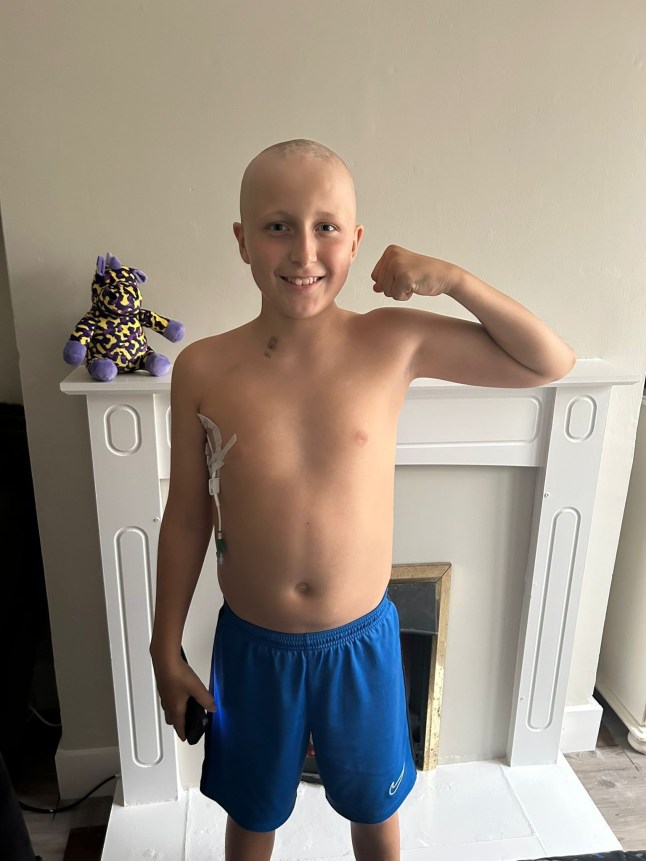 Tyler Scott, 13. // A teen was diagnosed with stage four cancer after doctors initially thought he had tonsilitis. Tyler Scott, 13, has gone from competing in cheerleading events in the US to undergoing intense chemotherapy which leaves him 'lifeless'. Mum Charley Hemming, 33, suspected something was wrong after she started spotting lumps on her son's neck in the summer of 2024. Now the family of six from Gosport in Hampshire have had their lives 'turned upside down' as brave Tyler battles Hodgkin Lymphoma. Photo released 28/10/2025