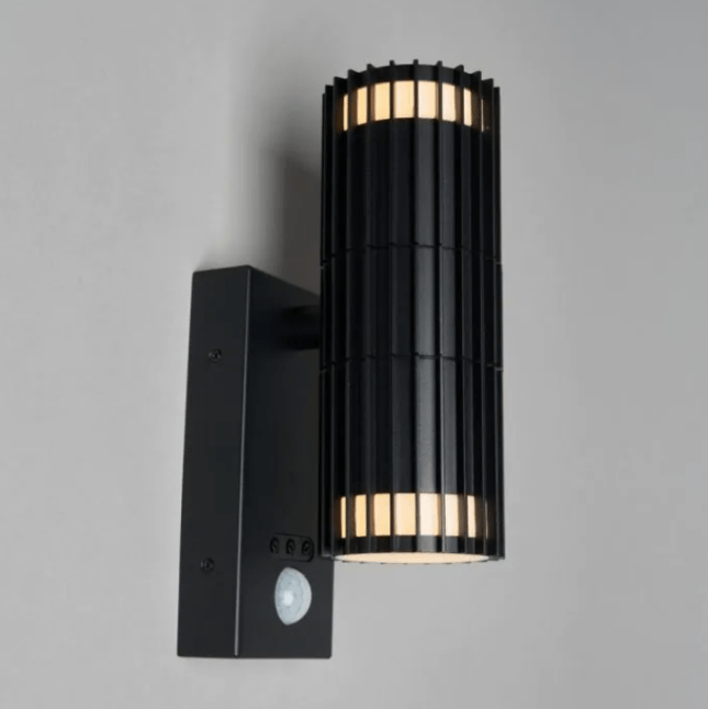 Black Zeb Outdoor Up and Down Wall Light with PIR Sensor