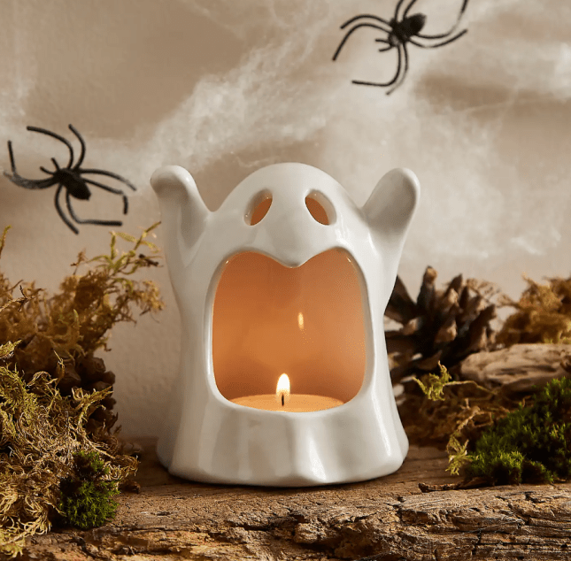 White ghost candle holder