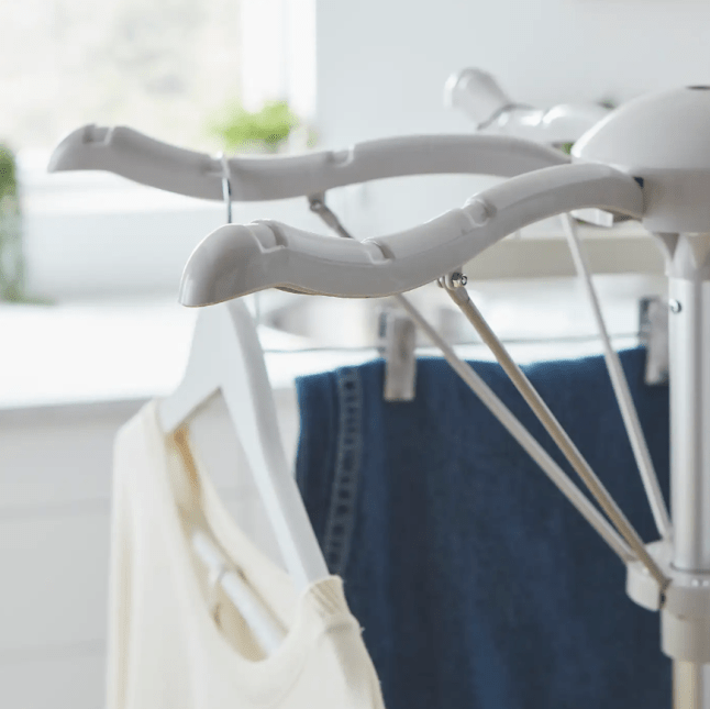 Close up image of clothing arms for hanging items off