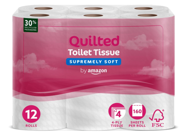 Toilet roll in pink packaging