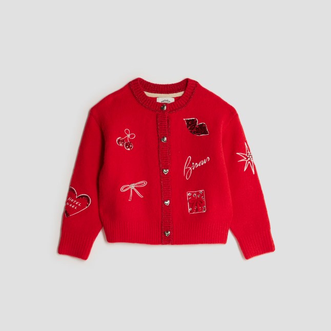 Red cardigan