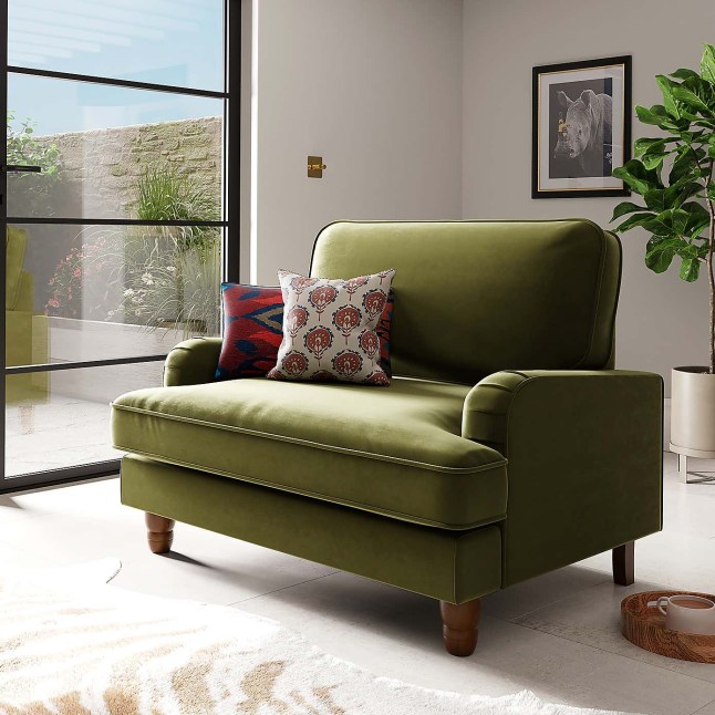 Green armchair in livingroom