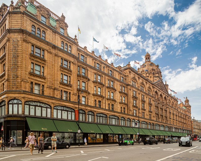 The exterior of Harrods department store in London