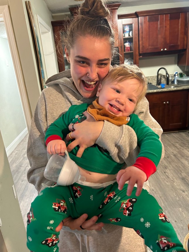 Staci Marklin's stepdaughter Rylee with her three-year-old son Gunnar.