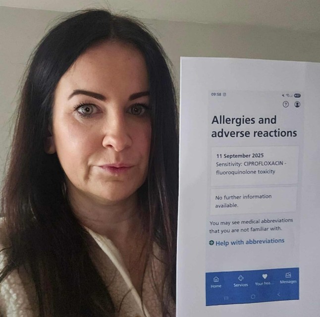 PIC FROM Kennedy News and Media (PIC SHOWS: VICTORIA ABOTORABI, 50, HOLDING HER DIAGNOSIS CONFIRMING SHE SUFFERED A REACTION TO A COMMON ANTIBIOTIC TO TREAT AN EAR INFECTION) A mum suffering from an agonising five-month headache feared she was DYING and wrote goodbye letters to her kids - but it was a reaction to a common antibiotic. Victoria Abotorabi, who lives in Leeds, was prescribed a course of antibiotics to treat a suspected ear infection in June 2024. The 50-year-old began taking a three-week course of ciprofloxacin, which belongs to a group of antibiotics known as fluoroquinolones that are often used to treat a variety of bacterial infections. DISCLAIMER: While Kennedy News and Media uses its best endeavours to establish the copyright and authenticity of all pictures supplied, it accepts no liability for any damage, loss or legal action caused by the use of images supplied and the publication of images is solely at your discretion. SEE KENNEDY NEWS COPY - 0161 697 4266