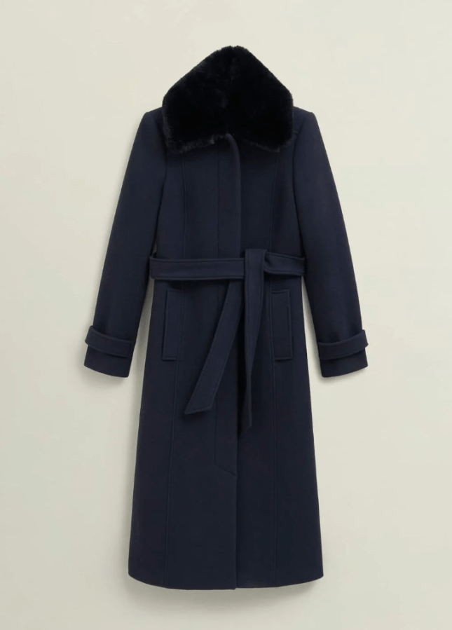 Navy blue belted coat