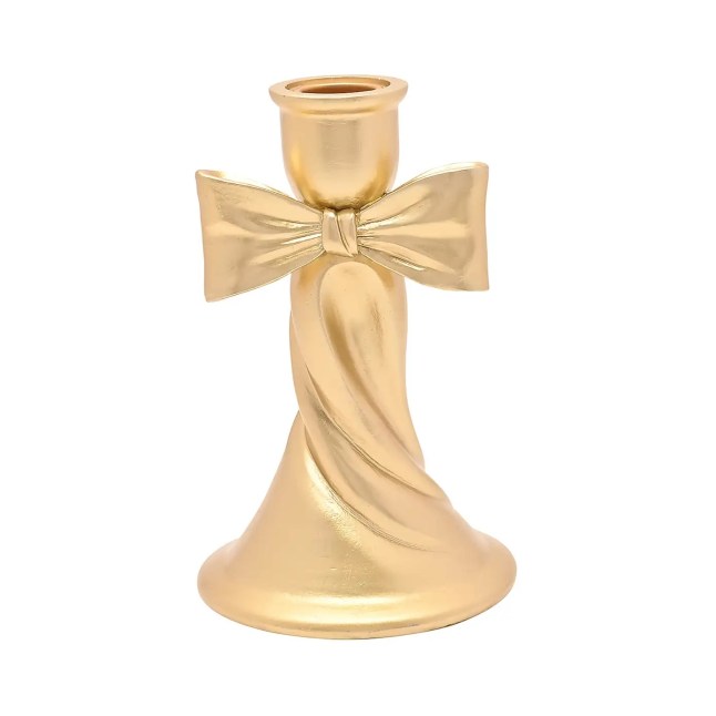 Gold ribbon candlestick holder