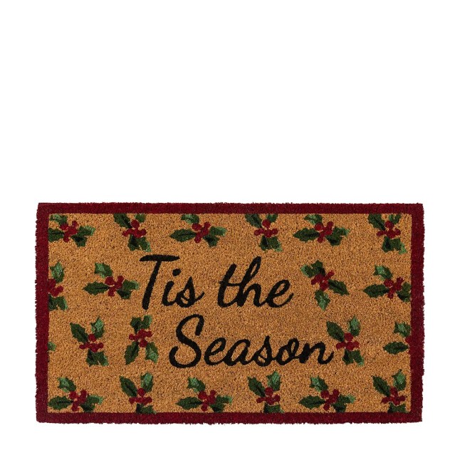 Festive door mat that reads 'Tis The Season'