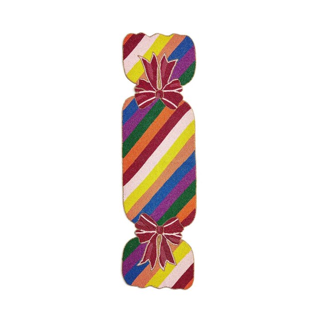 Beaded table runner with stripes