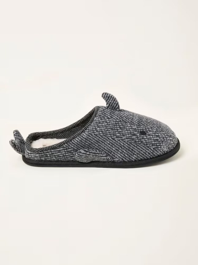Grey slippers with Shark fin on top