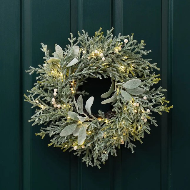 Green wreath with lights