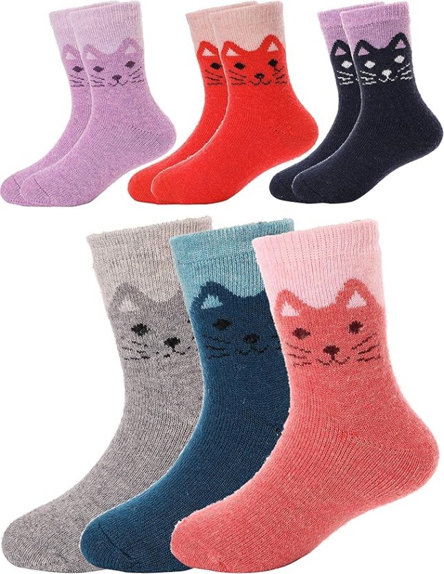 Socks with cat faces printed on the sides