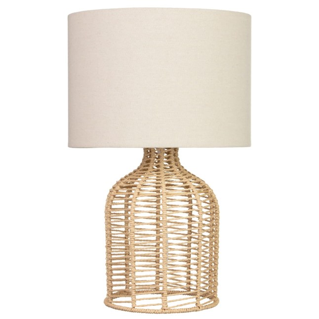 Rope lamp with large shade in cream
