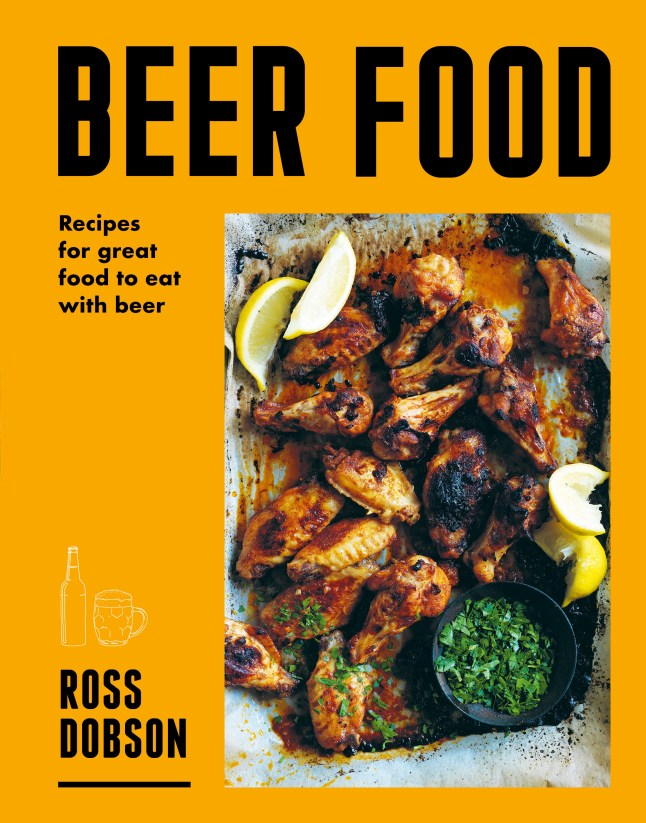 Yellow book with 'beer food' headline
