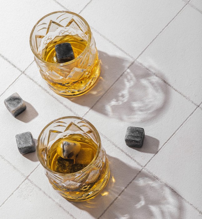 Whisky glasses with whisky stones