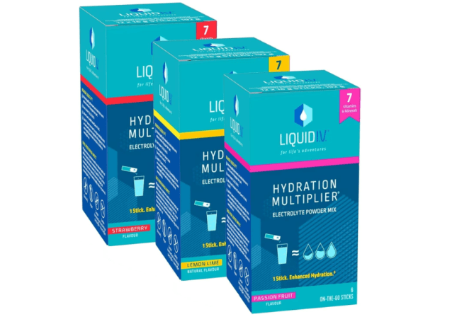 Image of Liquid I.V. Hydration Multiplier Electrolyte Powder Mix Lemon Lime + Passionfruit + Strawberry from Amazon