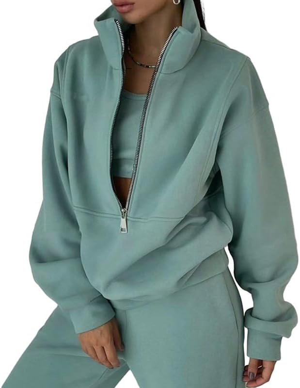 Female wears teal coloured loungewear