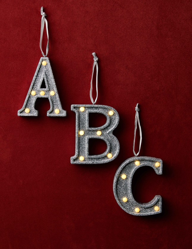 Bold letter tree decorations