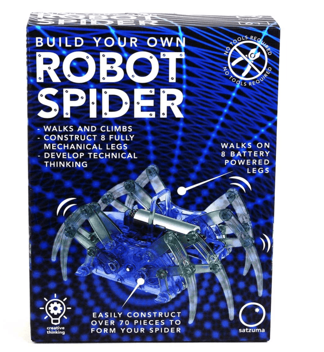 Blue box with robot spider toy