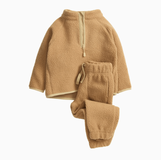 Brown fleece jumper and matching trousers