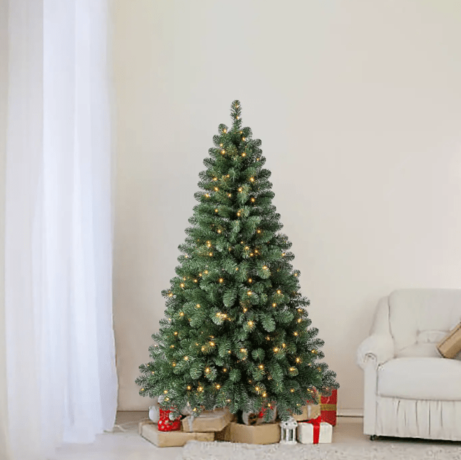 6ft Christmas tree with small gifts underneath