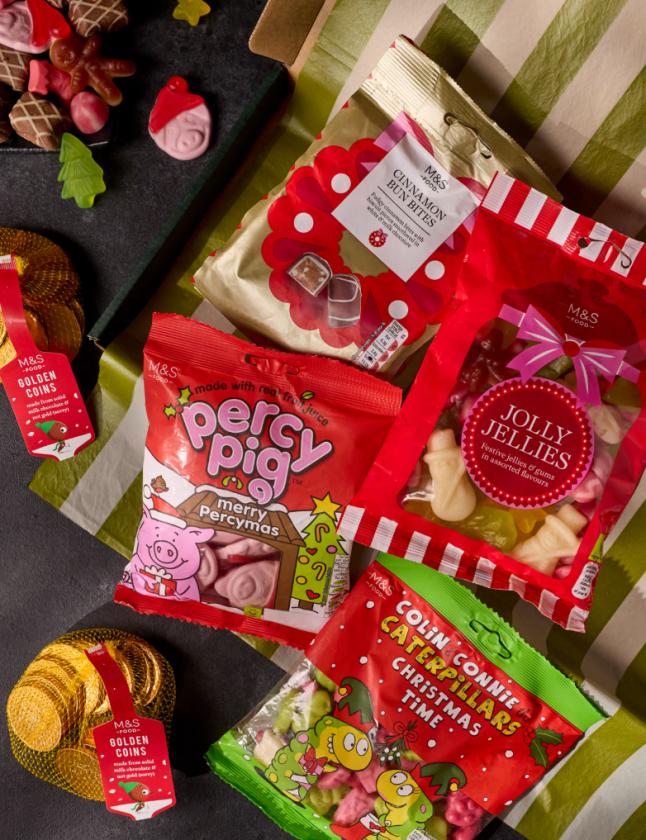 Festive pig shaped sweets in red packets
