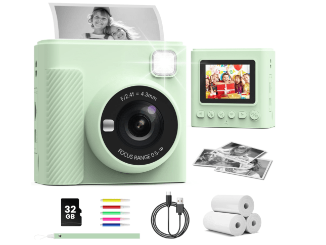 Pale green digital camera