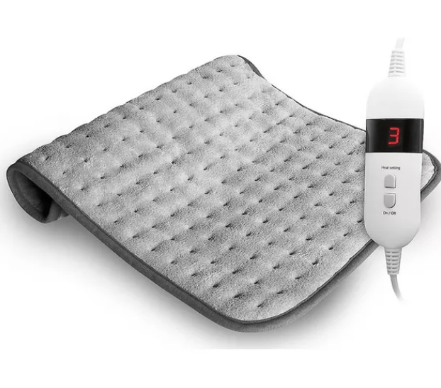 Grey heated pad with control