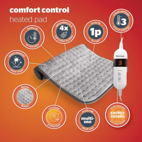 Heated pad on orange background