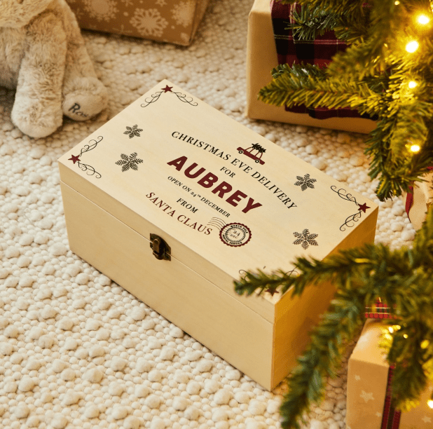 Christmas Eve box with red lettering