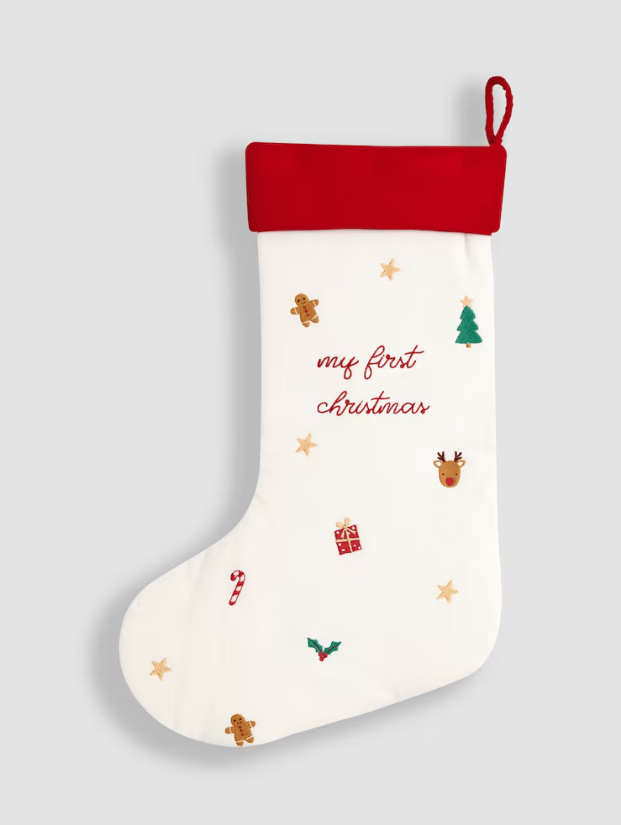 White stocking with red trim