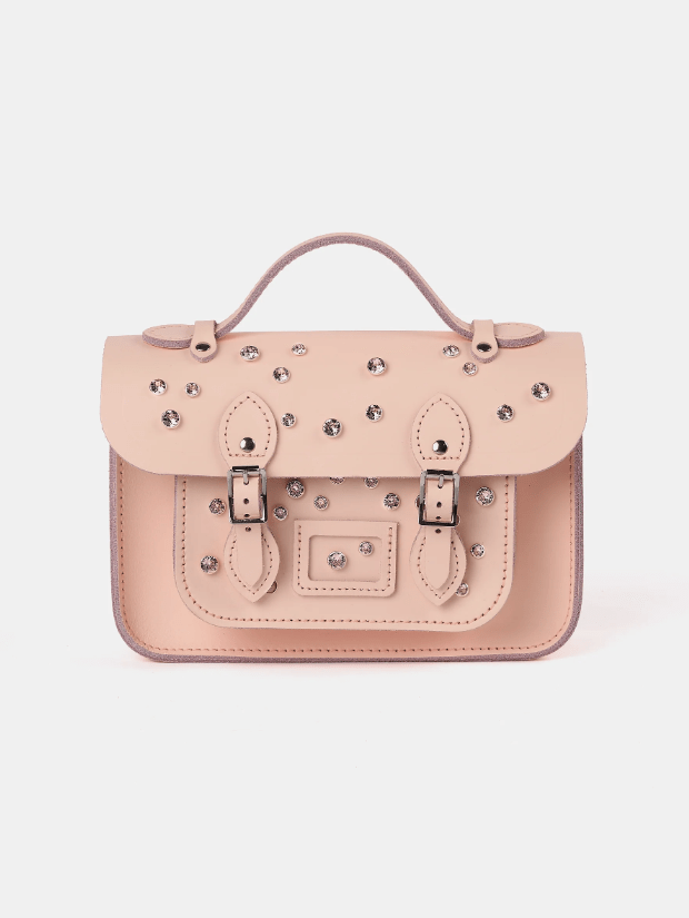 Pinked studded satchel
