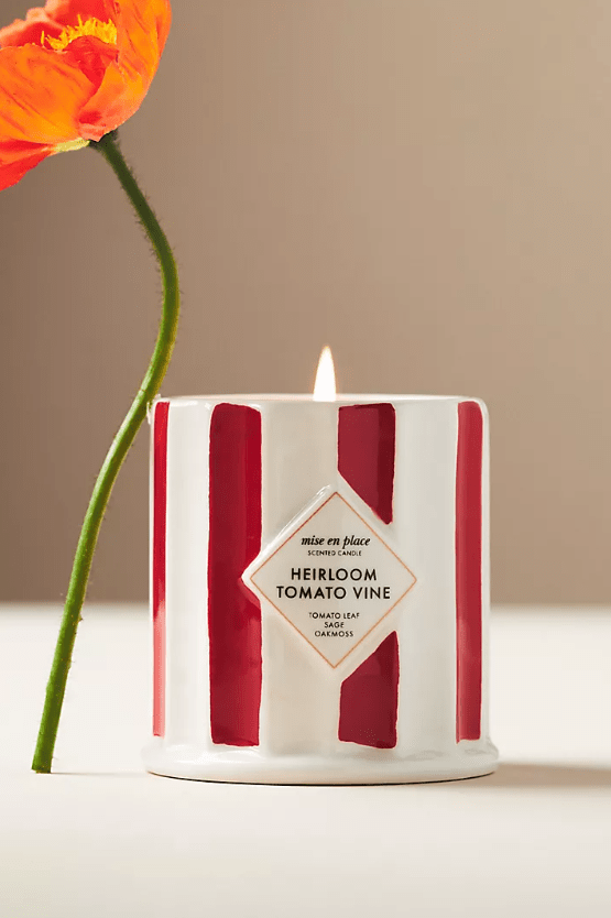 Red and white stripe candle