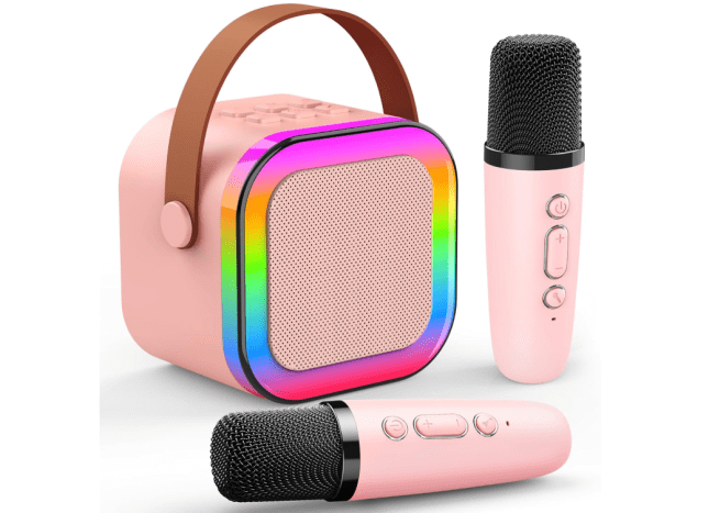 Small pink machine with microphone