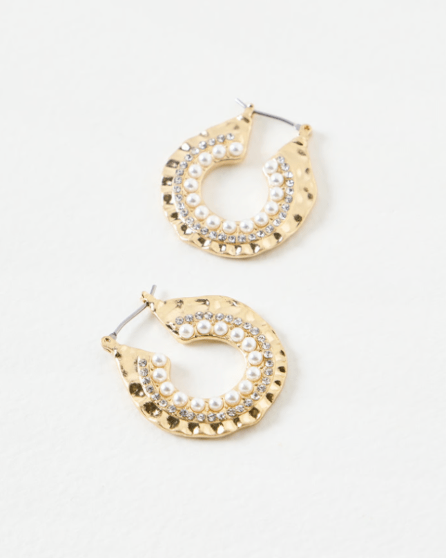 Gold hoop earrings with black detail