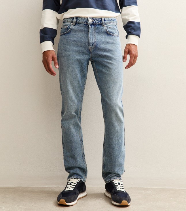 Male wears light blue jeans