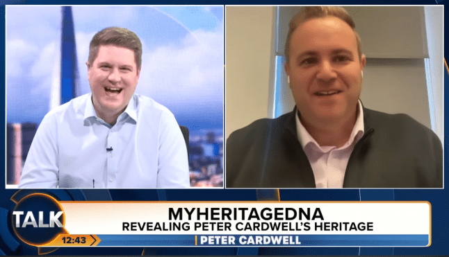 Two men having an interview on television