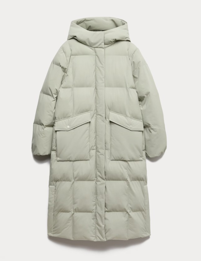 Long white puffa jacket