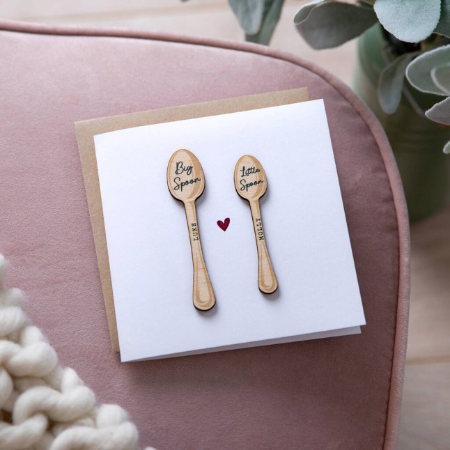 Big Spoon Little Spoon Wooden Keepsake Card