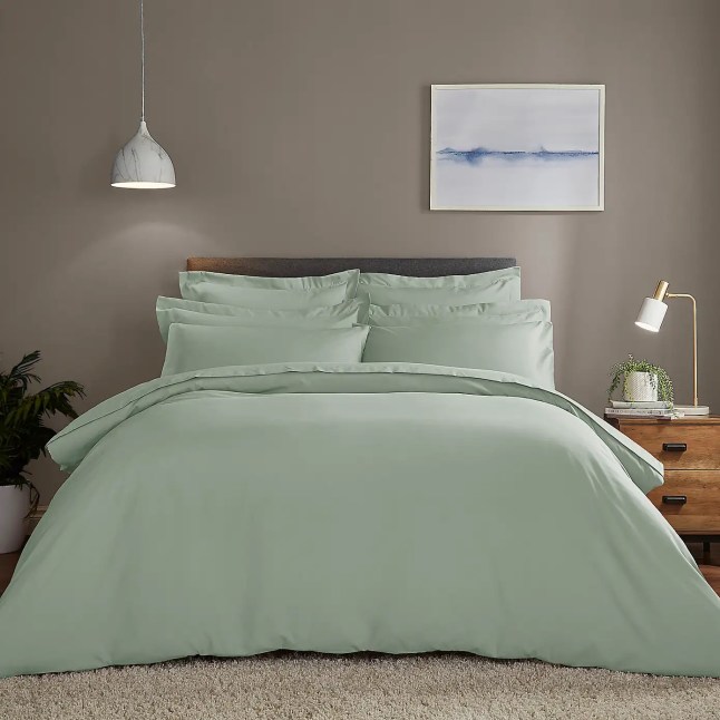 Pale green bedding