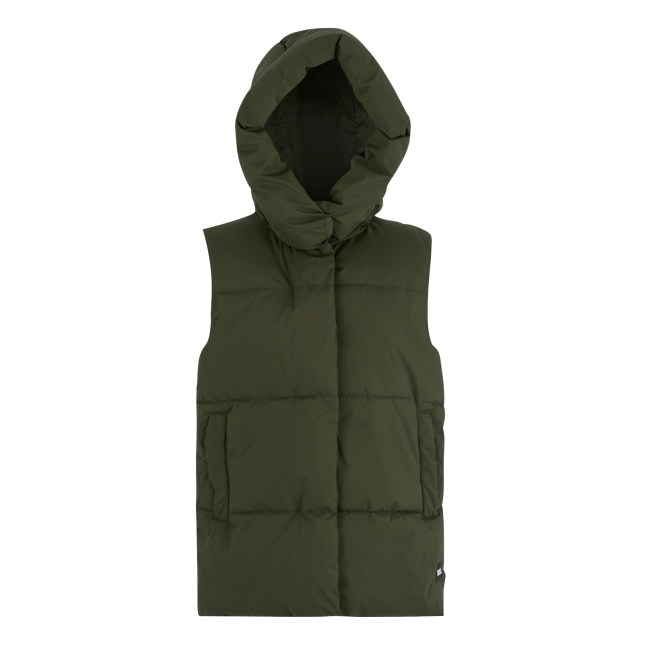 Sleeveless puffa gilet with hood