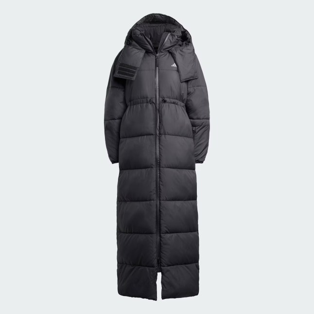 Long grey puffa jacket with hood