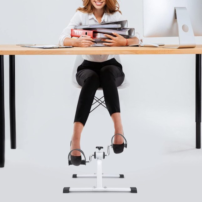 Female uses small peddling equipment