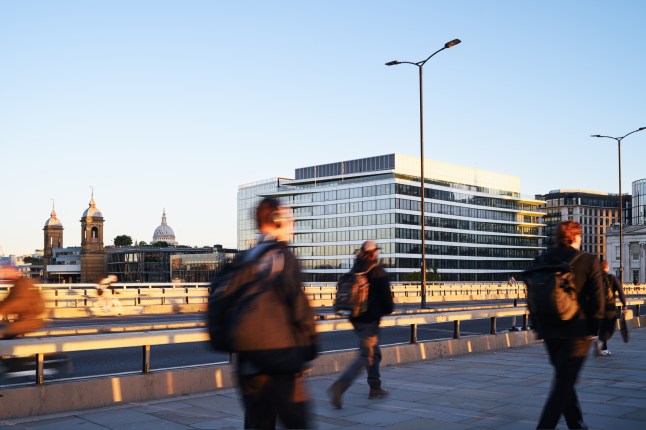 London city commuters at sunrise