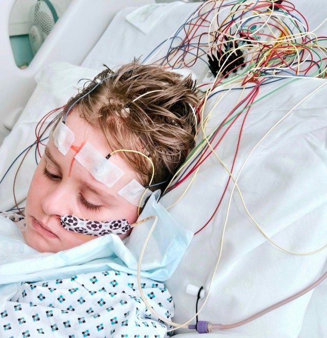 Martine Purdy's son Franki in hospital.